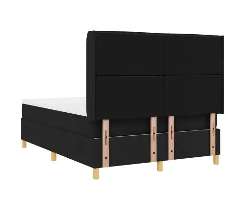 Kastītes Atsperu Gulta Ar Matraci Melna 140 X 200 Cm Audums Vidaxl