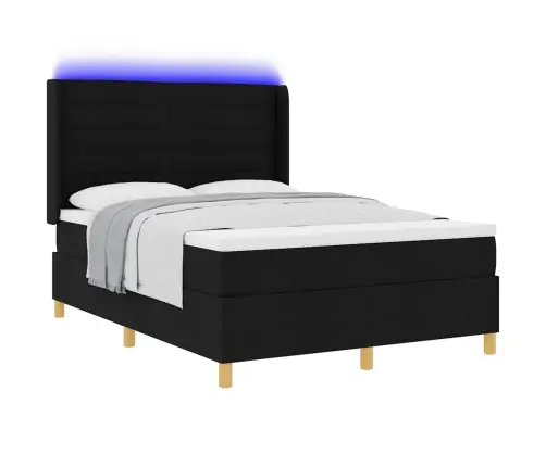 Kastītes Atsperu Gulta Ar Matraci Melna 140 X 200 Cm Audums Vidaxl