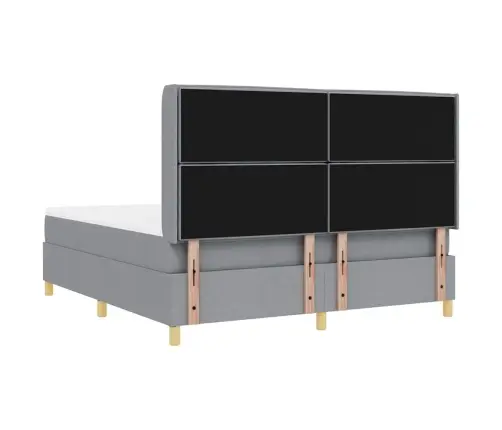 Kiemas Lova Su Čiužiniu Šviesiai Pilka 140 X 200 Cm Audinys