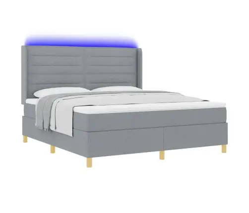 Kiemas Lova Su Čiužiniu Šviesiai Pilka 140 X 200 Cm Audinys