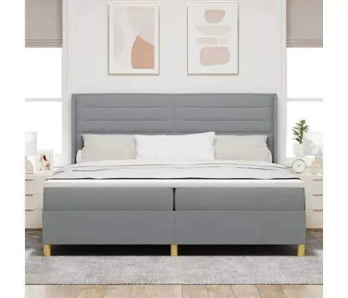 Kastītes Atsperu Gulta Gaiši Pelēks 140 X 200 Cm Audums Vidaxl