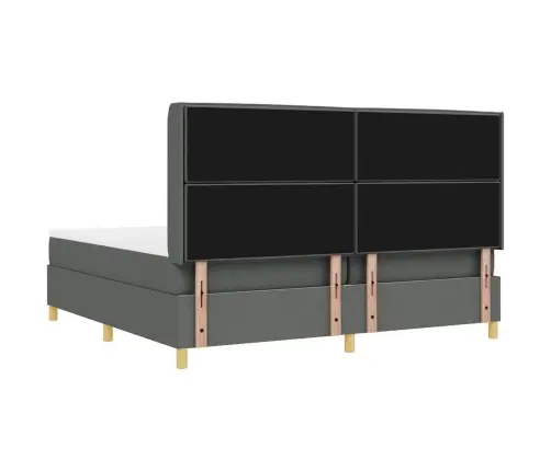 Kastītes Atsperu Gulta Ar Matraci Pelēka 140 X 200 Cm Audums Vidaxl