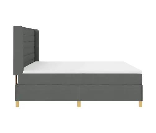 Kastītes Atsperu Gulta Ar Matraci Pelēka 140 X 200 Cm Audums Vidaxl