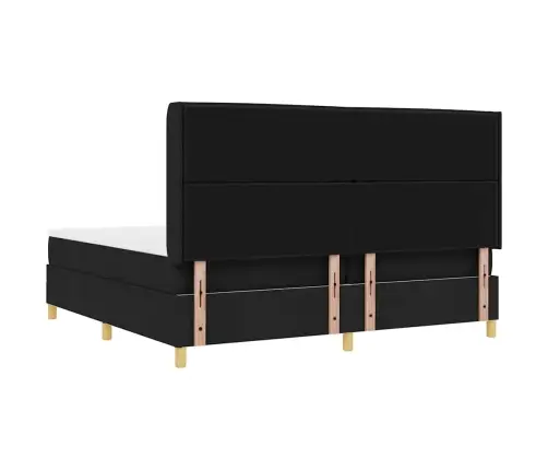 Kastītes Atsperu Gulta Ar Matraci Melna 200 X 200 Cm Audums Vidaxl