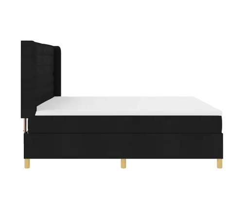 Kastītes Atsperu Gulta Ar Matraci Melna 200 X 200 Cm Audums Vidaxl