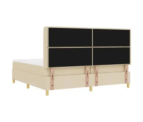 Kastītes Atsperu Gulta Ar Matraci Krēmkrāsa 140 X 200 Cm Audums Vidaxl