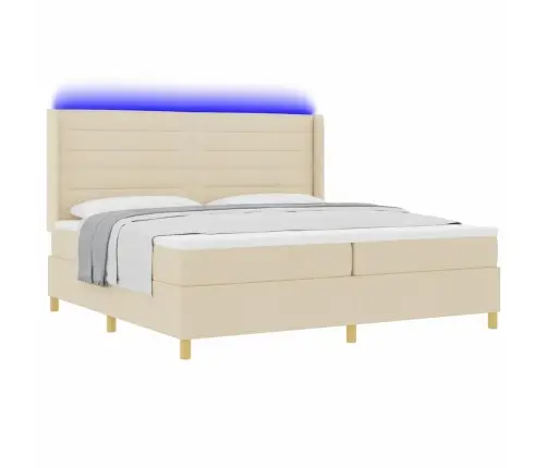 Kastītes Atsperu Gulta Ar Matraci Krēmkrāsa 140 X 200 Cm Audums Vidaxl