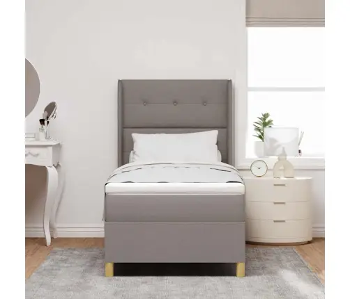 Kastītes Atsperu Gulta Pelēkbrūna 140 X 200 Cm Audums Vidaxl