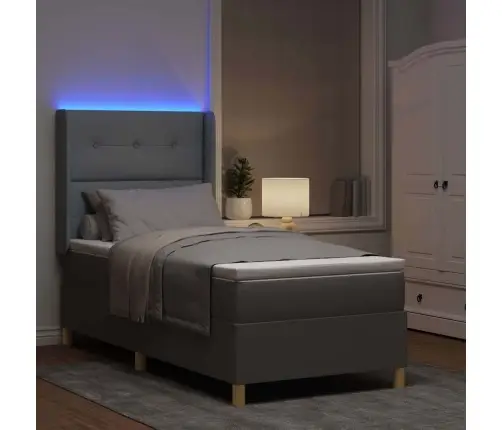 Kastītes Atsperu Gulta Gaiši Pelēks 140 X 200 Cm Audums Vidaxl