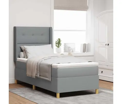 Kastītes Atsperu Gulta Gaiši Pelēks 140 X 200 Cm Audums Vidaxl