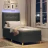 Gultas Pamatne Ar Matraci Un Led Tumši Pelēka 100X200 Cm Audums Vidaxl