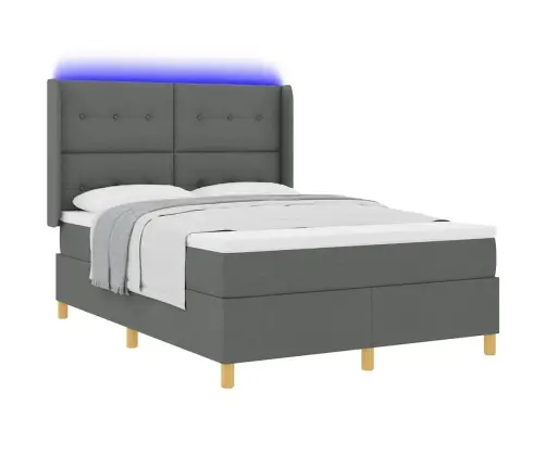 Kastītes Atsperu Gulta Ar Matraci Pelēka 140 X 190 Cm Audums Vidaxl