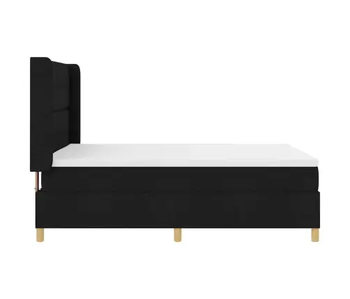 Kastītes Atsperu Gulta Ar Matraci Melna 140 X 190 Cm Audums Vidaxl