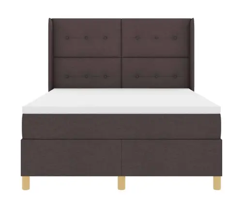 Kastītes Atsperu Gulta Ar Matraci Brūna 140 X 190 Cm Audums Vidaxl