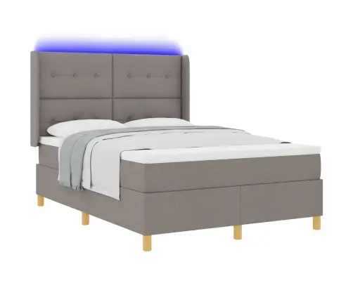 Kastītes Atsperu Gulta Pelēkbrūna 140 X 190 Cm Audums Vidaxl