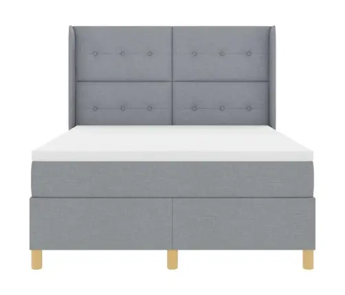 Kastītes Atsperu Gulta Gaiši Pelēks 140 X 200 Cm Audums Vidaxl