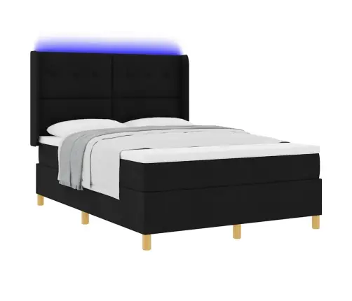 Kastītes Atsperu Gulta Ar Matraci Melna 140 X 200 Cm Audums Vidaxl