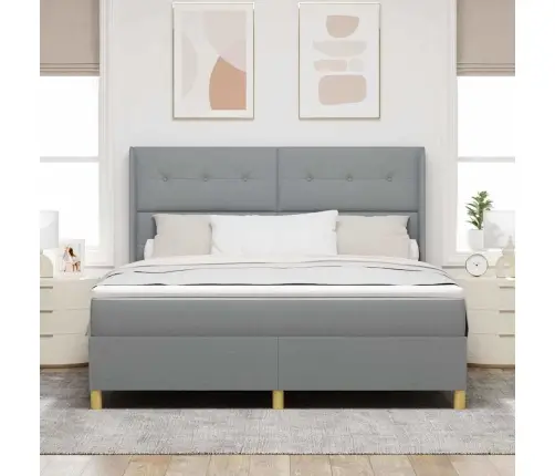 Kastītes Atsperu Gulta Gaiši Pelēks 140 X 200 Cm Audums Vidaxl