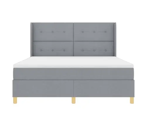 Kastītes Atsperu Gulta Gaiši Pelēks 140 X 200 Cm Audums Vidaxl