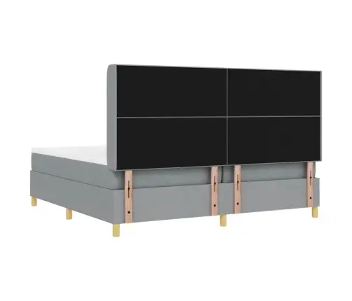 Kiemas Lova Su Čiužiniu Šviesiai Pilka 200 X 200 Cm Audinys