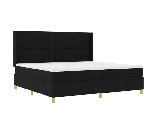 Kastītes Atsperu Gulta Ar Matraci Melna 200 X 200 Cm Audums Vidaxl
