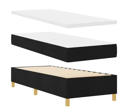 Kastītes Atsperu Gulta Ar Matraci Melna 140 X 200 Cm Audums Vidaxl