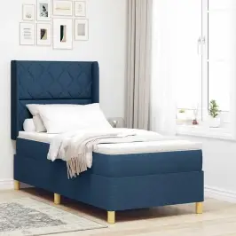 Kastītes Atsperu Gulta Ar Led Sloksnēm Zila 90 X 190 Cm Audums Vidaxl Kastītes Atsperu Gulta Ar Led Sloksnēm Zila 90 X 190 Cm Audums Vidaxl