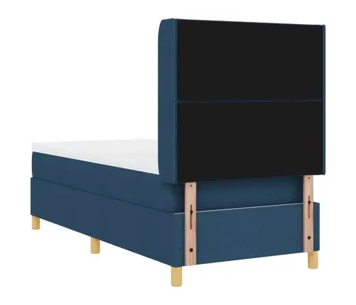Kastītes Atsperu Gulta Ar Matraci Zila 90 X 190 Cm Audums Vidaxl