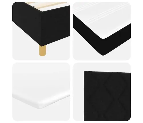 Kaste Pavasara Gulta Ar Matraču & Led Melna 100X200 Cm Audums Vidaxl