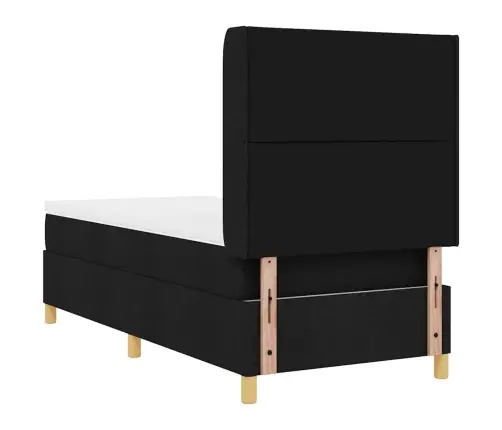 Kaste Pavasara Gulta Ar Matraču & Led Melna 100X200 Cm Audums Vidaxl