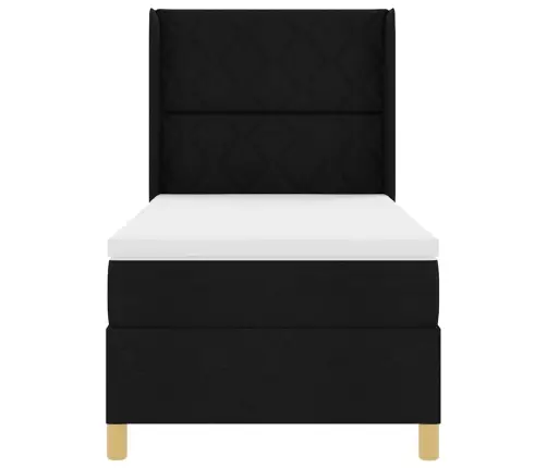 Kaste Pavasara Gulta Ar Matraču & Led Melna 100X200 Cm Audums Vidaxl