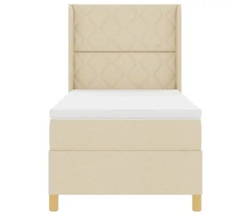 Kastītes Atsperu Gulta Ar Matraci Krēmkrāsa 140 X 200 Cm Audums Vidaxl