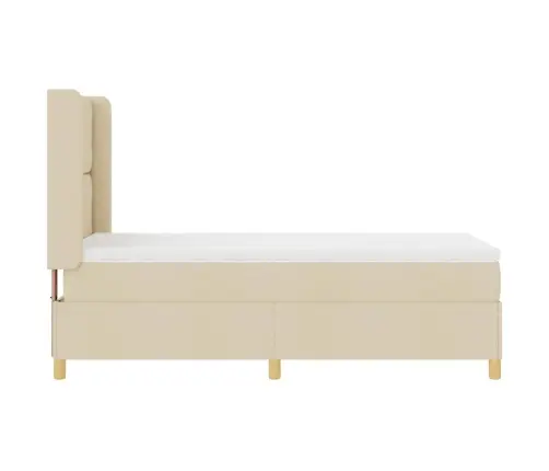 Kastītes Atsperu Gulta Ar Matraci Krēmkrāsa 140 X 200 Cm Audums Vidaxl