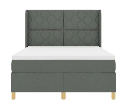 Kastītes Atsperu Gulta Ar Matraci & Led Tumši Pelēks 140X200 Cm Audums Vidaxl