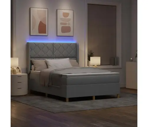 Kastītes Atsperu Gulta Gaiši Pelēks 160 X 200 Cm Audums Vidaxl