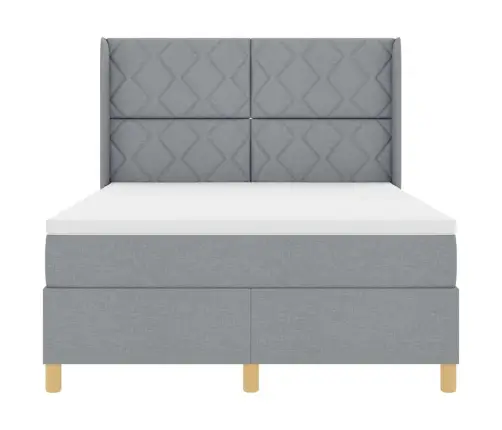 Kastītes Atsperu Gulta Gaiši Pelēks 160 X 200 Cm Audums Vidaxl