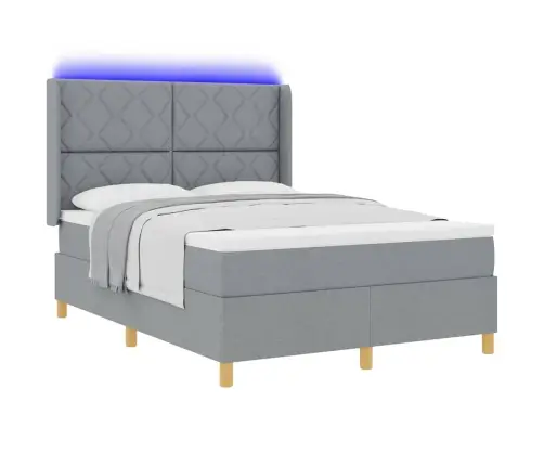 Kastītes Atsperu Gulta Gaiši Pelēks 160 X 200 Cm Audums Vidaxl