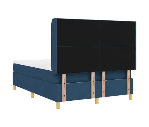 Kastītes Atsperu Gulta Ar Matraci Zila 160 X 200 Cm Audums Vidaxl