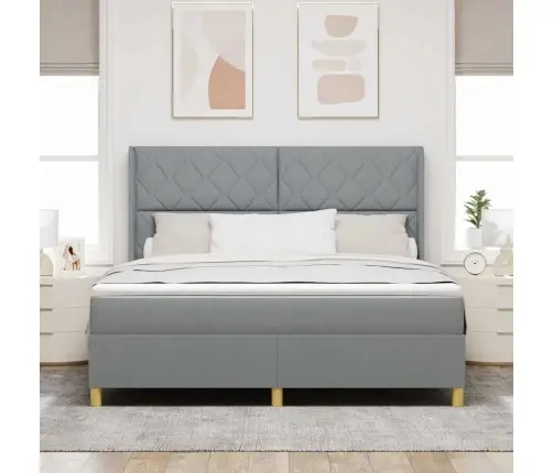 Kiemas Lova Su Čiužiniu Šviesiai Pilka 180 X 200 Cm Audinys