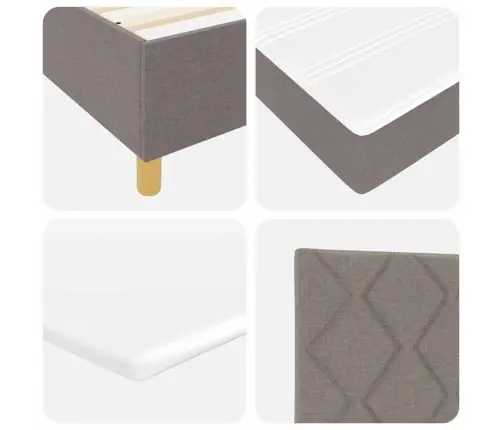 Kastītes Atsperu Gulta Pelēkbrūna 180 X 200 Cm Audums Vidaxl