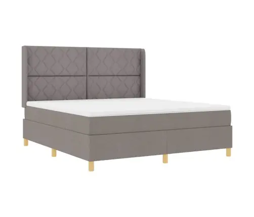 Kastītes Atsperu Gulta Pelēkbrūna 180 X 200 Cm Audums Vidaxl