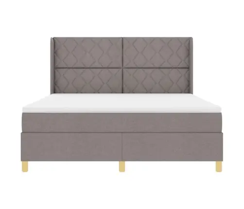 Kastītes Atsperu Gulta Pelēkbrūna 180 X 200 Cm Audums Vidaxl