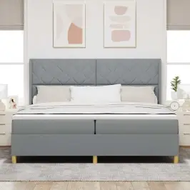 Kastītes Atsperu Gulta Gaiši Pelēks 200 X 200 Cm Audums Vidaxl