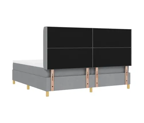 Kiemas Lova Su Čiužiniu Šviesiai Pilka 200 X 200 Cm Audinys