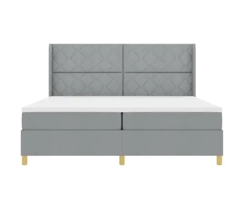 Kiemas Lova Su Čiužiniu Šviesiai Pilka 200 X 200 Cm Audinys