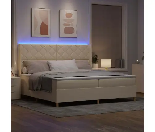 Kastītes Atsperu Gulta Ar Matraci Krēmkrāsa 200 X 200 Cm Audums Vidaxl