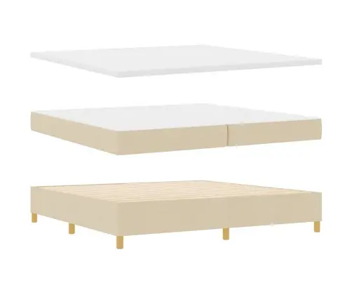Kastītes Atsperu Gulta Ar Matraci Krēmkrāsa 200 X 200 Cm Audums Vidaxl