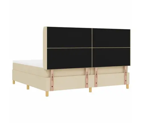 Kastītes Atsperu Gulta Ar Matraci Krēmkrāsa 200 X 200 Cm Audums Vidaxl