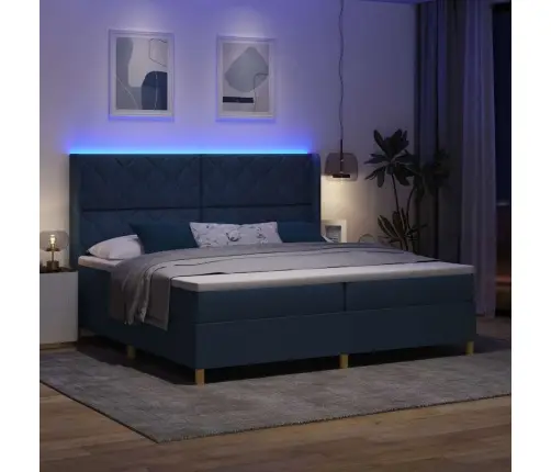 Kastes Atsperu Gulta Ar Matraci Un Led Zilo 200X200 Cm Audumu Vidaxl