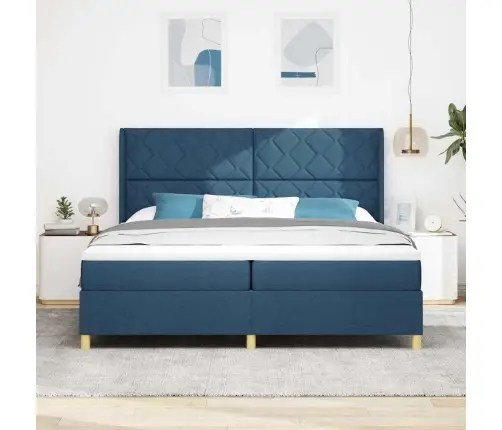 Kastes Atsperu Gulta Ar Matraci Un Led Zilo 200X200 Cm Audumu Vidaxl